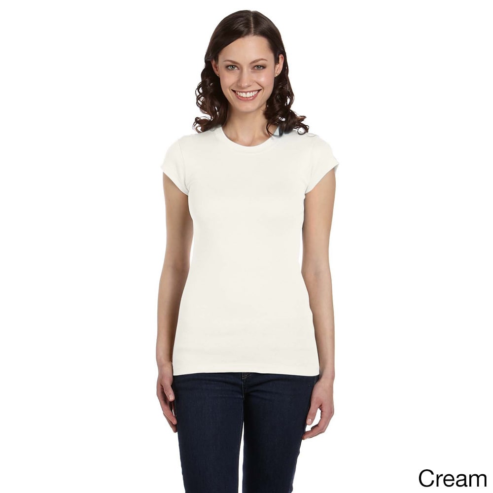 Bella Bella Womens Longer Length Crew Neck T shirt Ivory Size M (8  10)