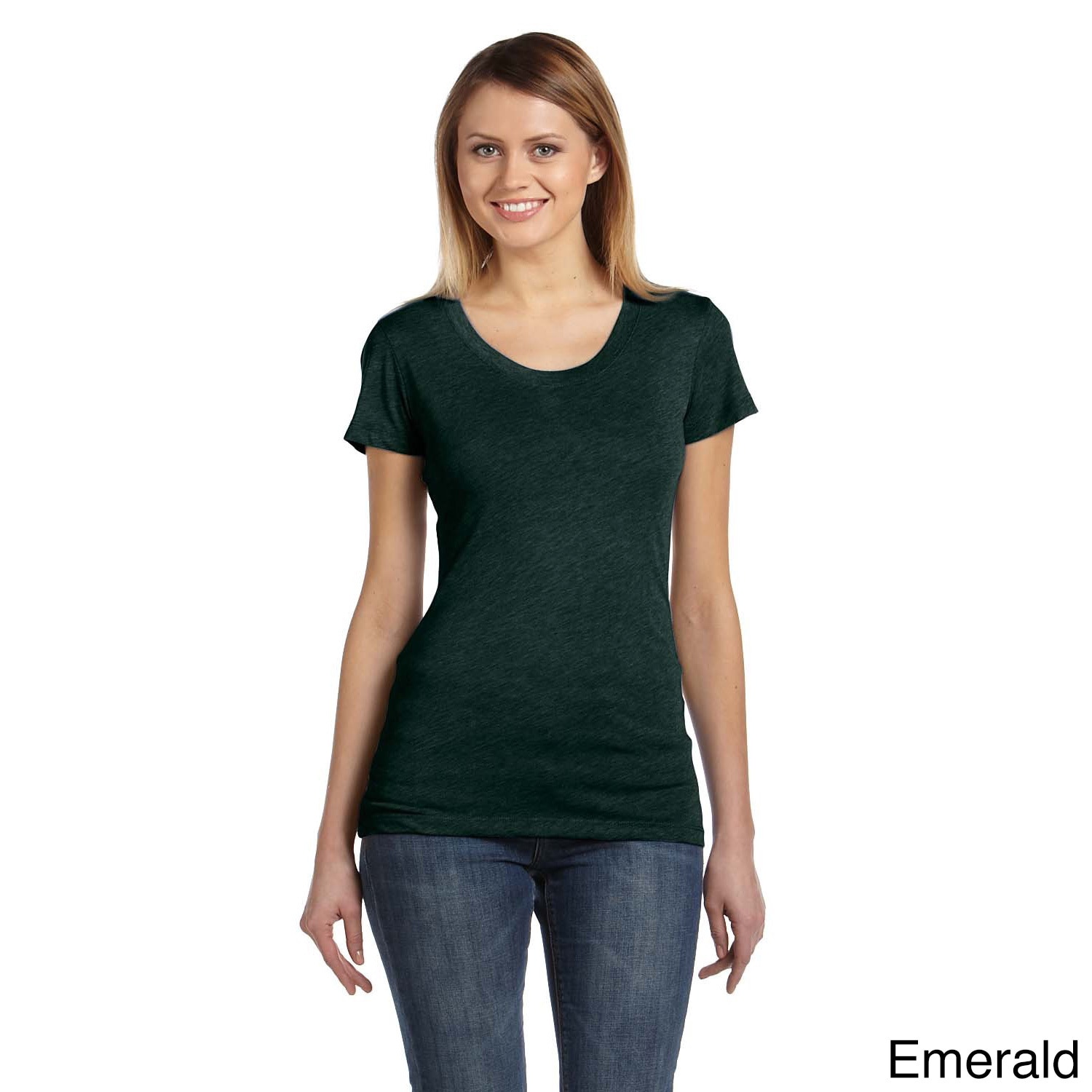 Bella Bella Womens Tri blend Scoop Neck T shirt Green Size XXL (18)