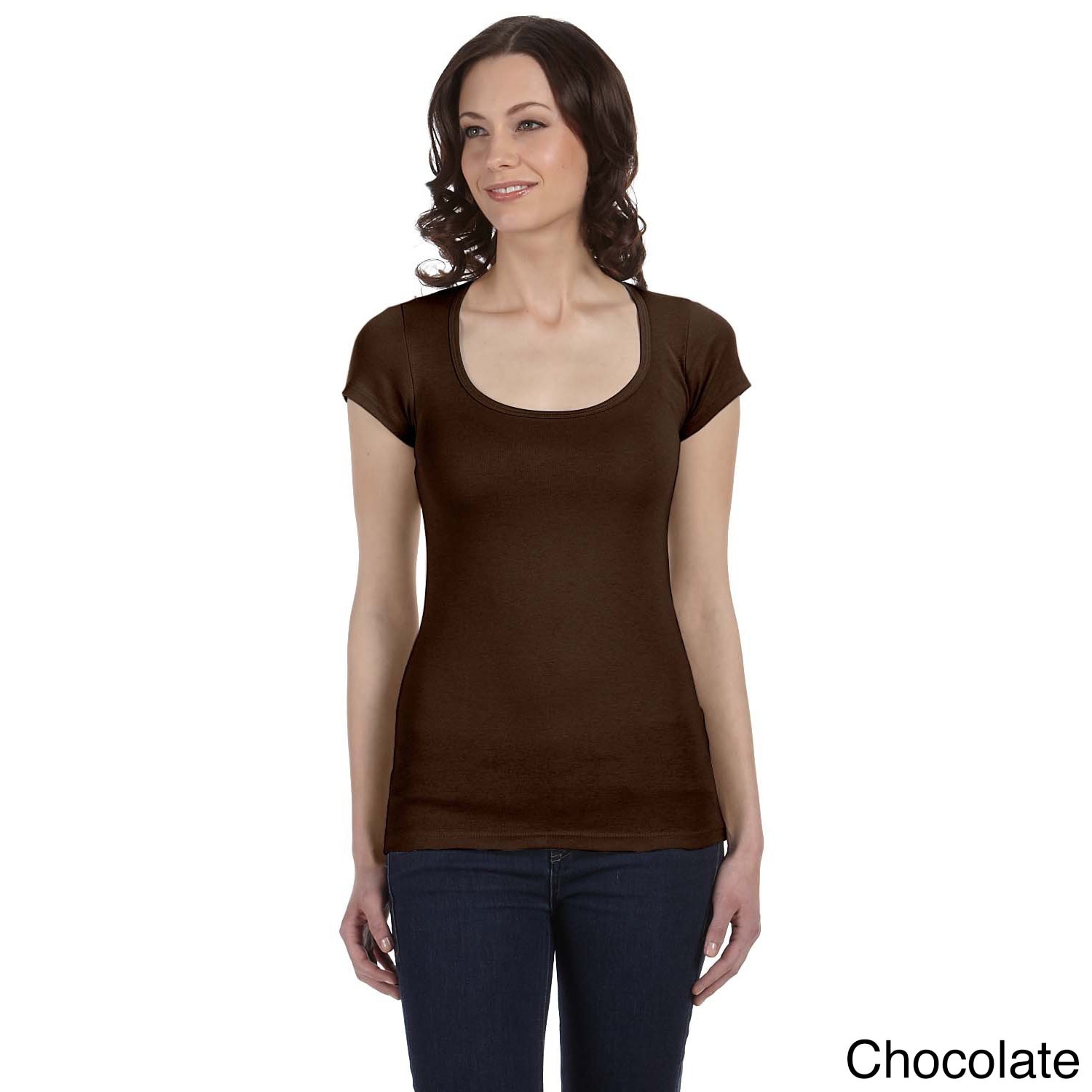 Bella Bella Womens Margot Sheer Rib Scoop Neck T shirt Brown Size XXL (18)