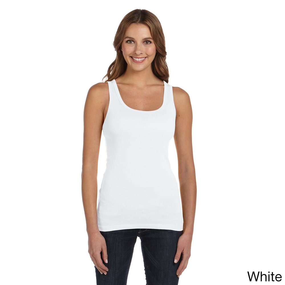 Bella Bella Womens Sheer Mini Rib Long Tank White Size XL (16)