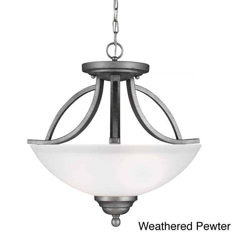 Vitelli 2 light Semi flush Convertible Pendant With Satin Etched Glass