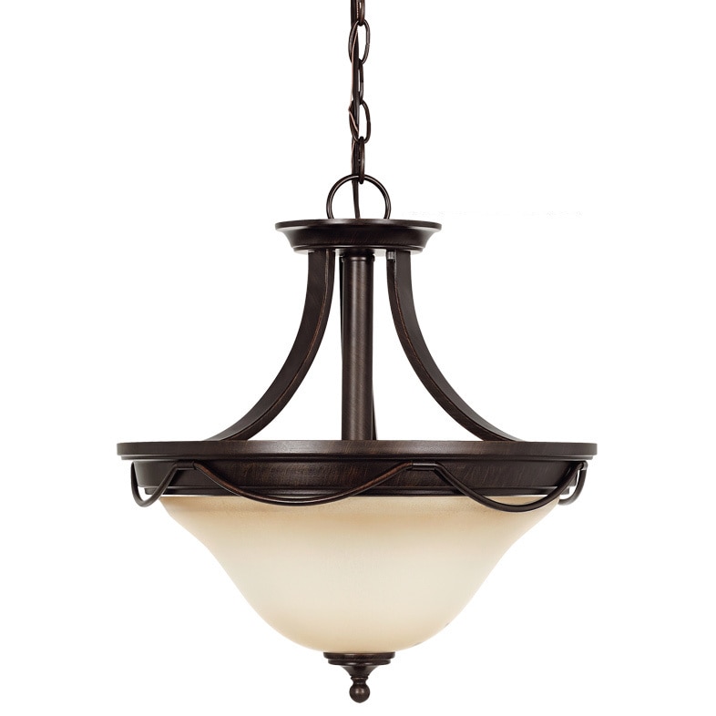 Park West 2 light Burnt Sienna Semi flush Convertible Pendant With Cafe Tint Glass