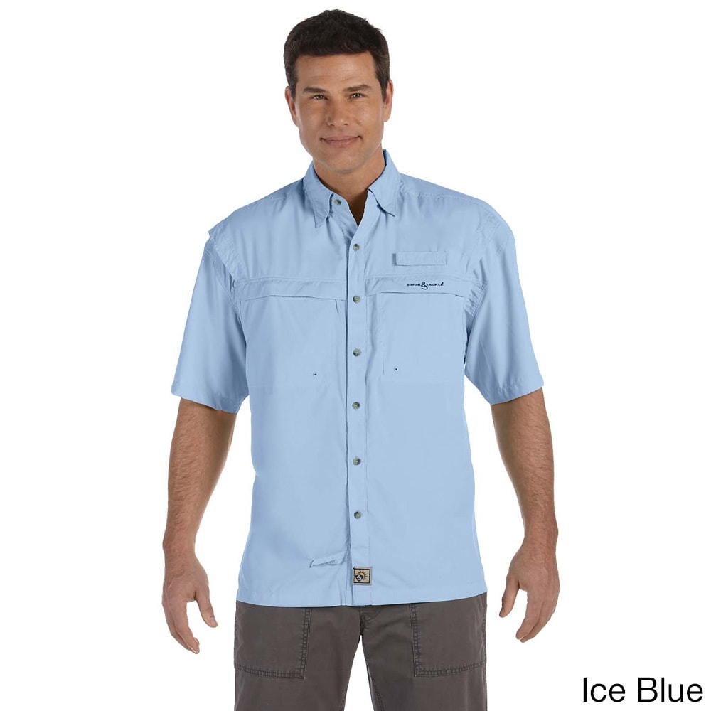 Hook and Tackle Hook   Tackle Mens Peninsula Short Sleeve Performance Fishing Shirt Blue Size XXL