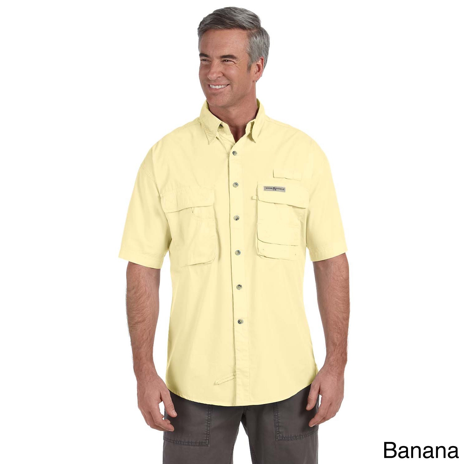 Hook and Tackle Hook   Tackle Mens Gulf Stream Short Sleeve Fishing Shirt Yellow Size XXL