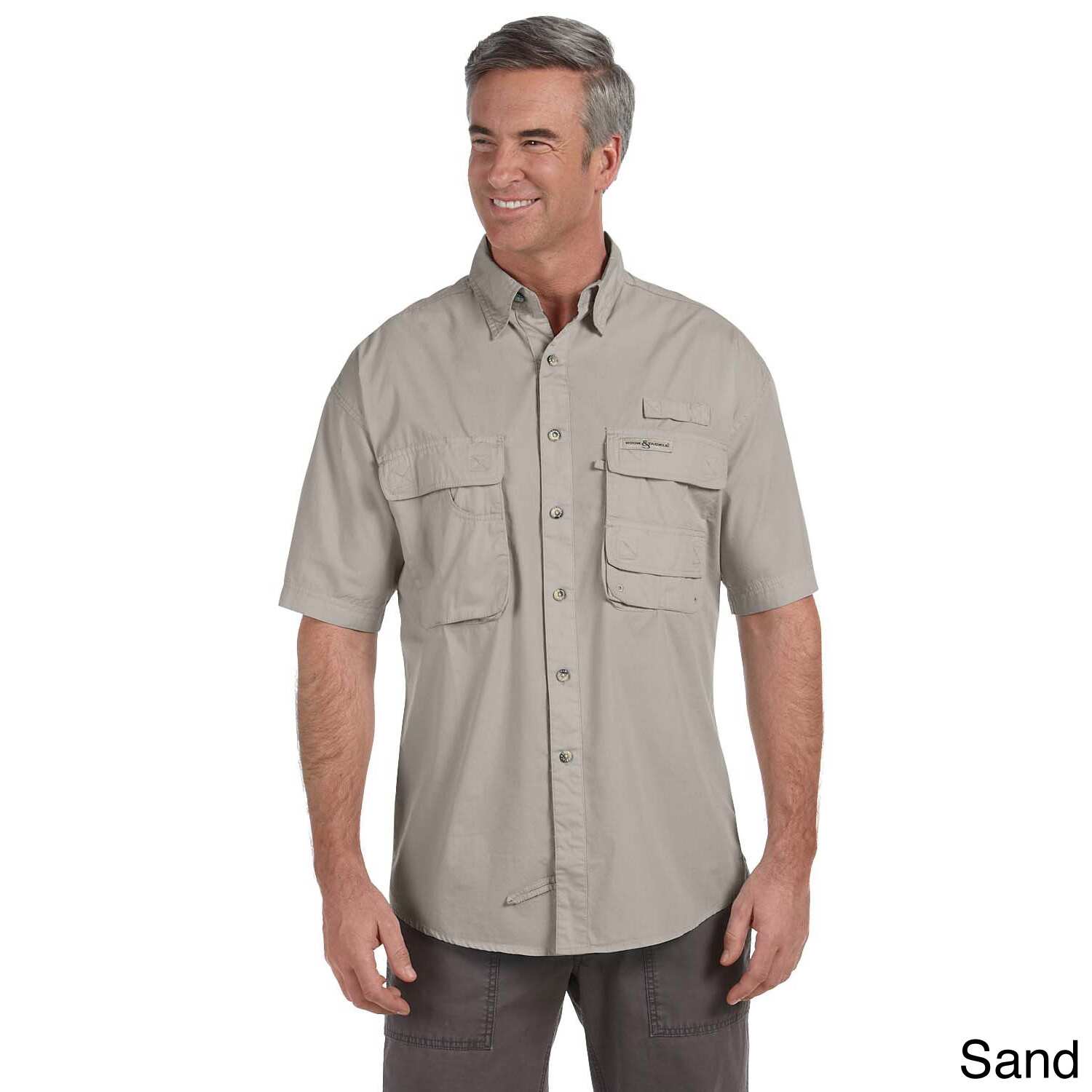 Hook and Tackle Hook   Tackle Mens Gulf Stream Short Sleeve Fishing Shirt Tan Size XXL