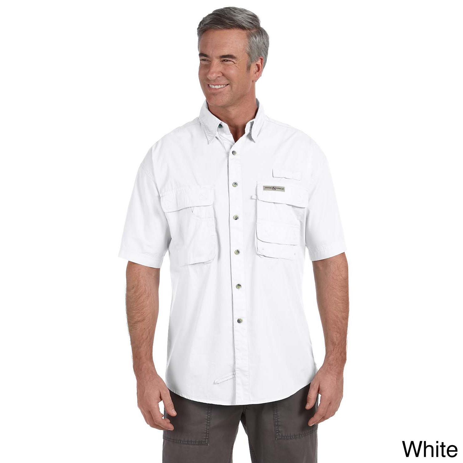 Hook and Tackle Hook   Tackle Mens Gulf Stream Short Sleeve Fishing Shirt White Size XXL