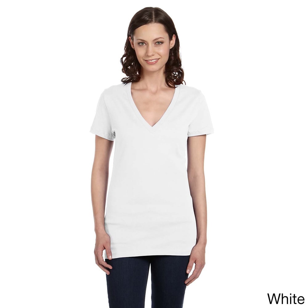 Bella Bella Womens Jersey Deep V neck T shirt White Size XXL (18)