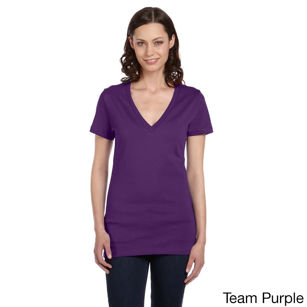 Bella Bella Womens Jersey Deep V neck T shirt Purple Size XXL (18)