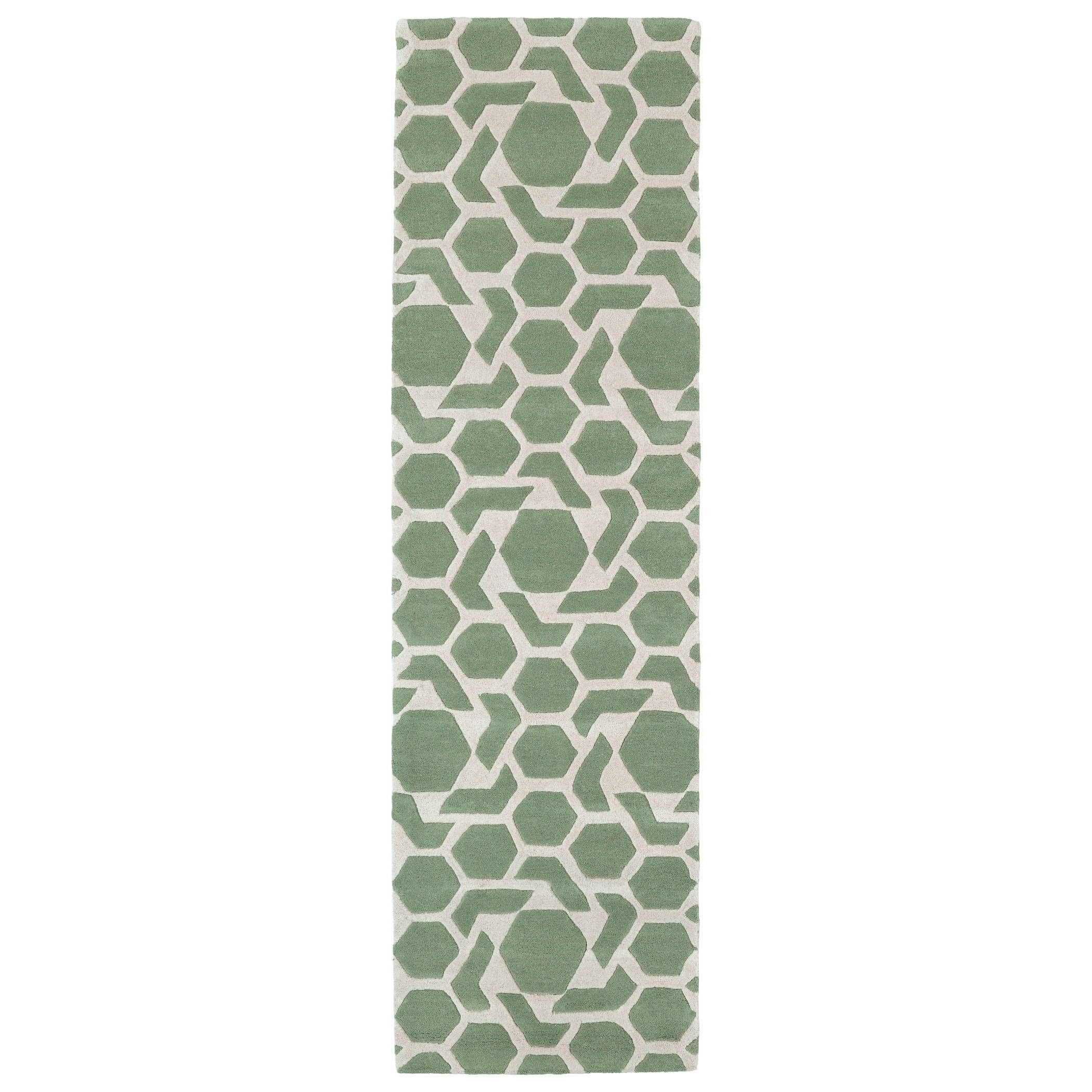 Hand tufted Cosmopolitan Geo Mint/ Ivory Wool Rug (23 X 8)