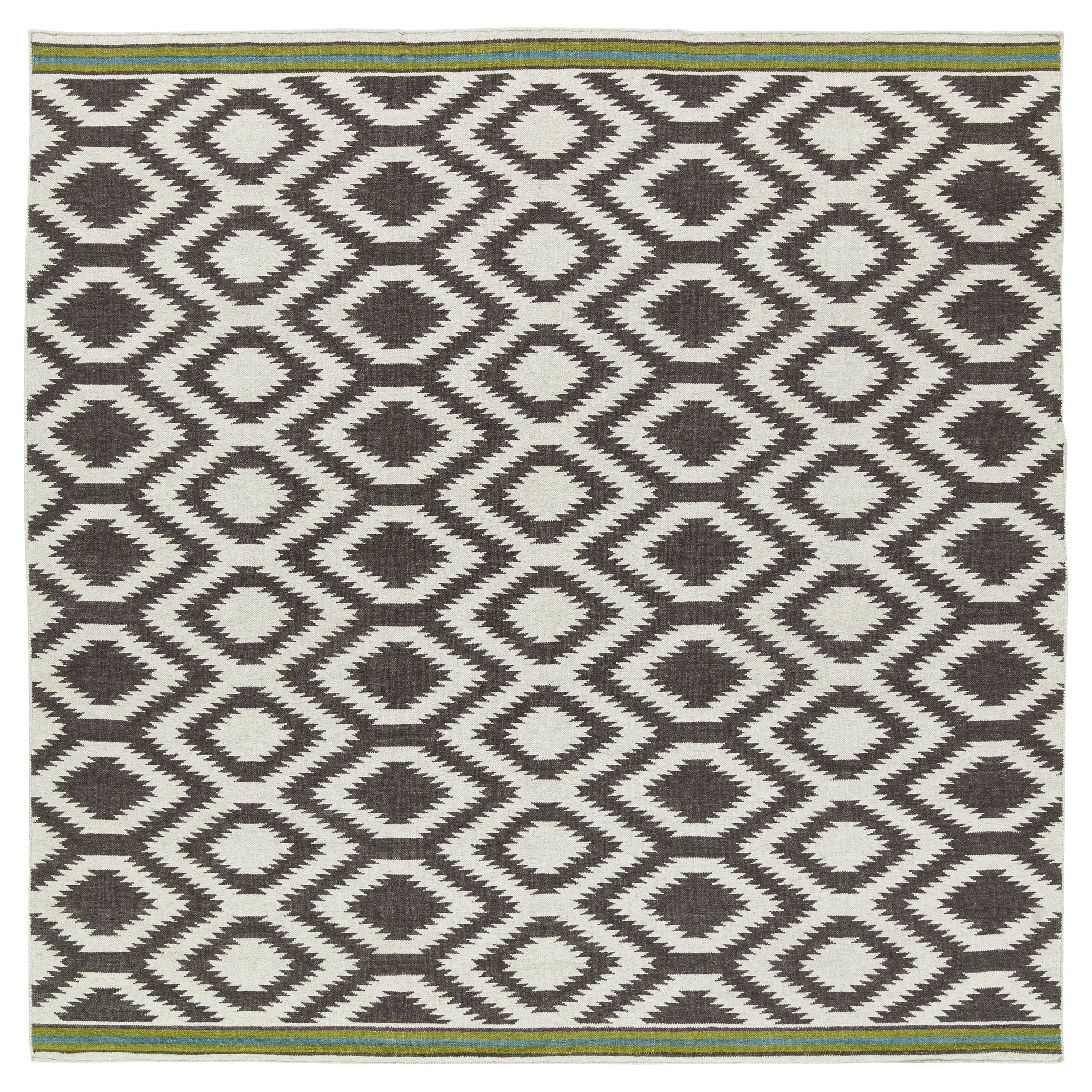 Flatweave Tribeca Grey Geo Wool Rug (8 X 8 Square)