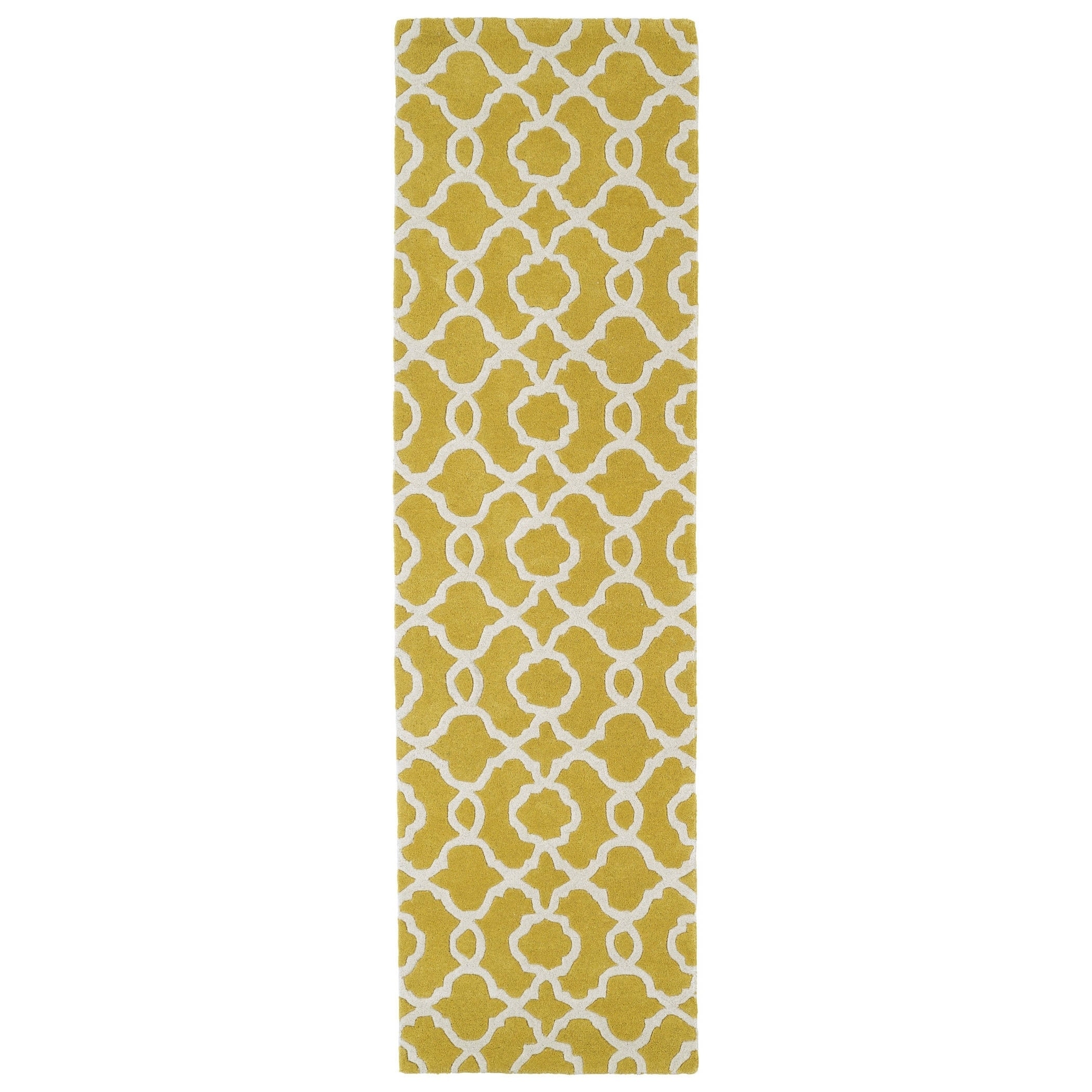 Cosmopolitan Trellis Yellow/ Ivory Hand tufted Wool Rug (23 X 8)