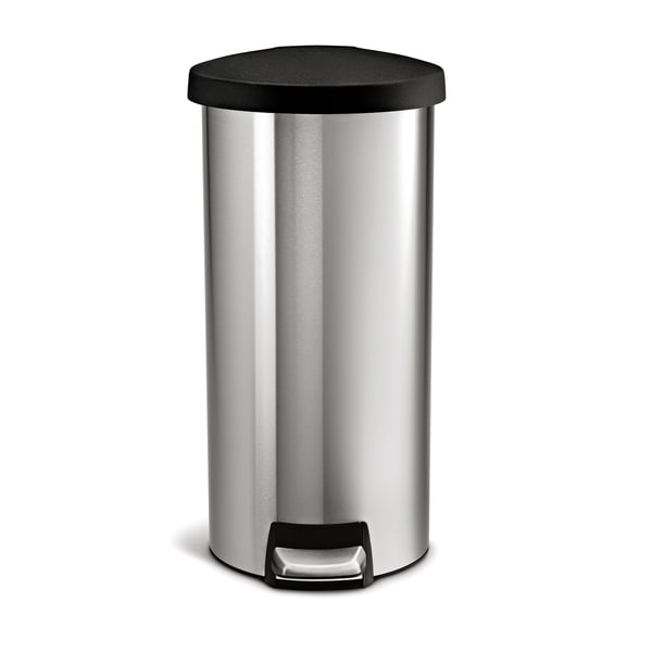 simplehuman Stainless Steel Plastic Lid Round Step Can   16155276