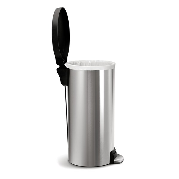 simplehuman Stainless Steel Plastic Lid Round Step Can - Bed Bath
