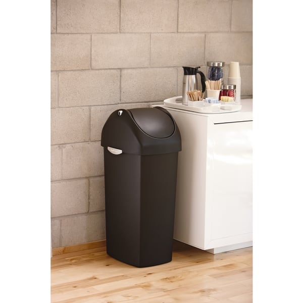 simplehuman 50-Liter Black Plastic Trash Can with Lid at