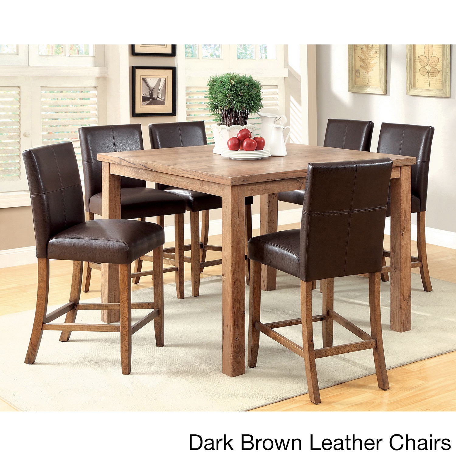 Furniture Of America Seline 7 piece 48 inch Counter Height Dining Set