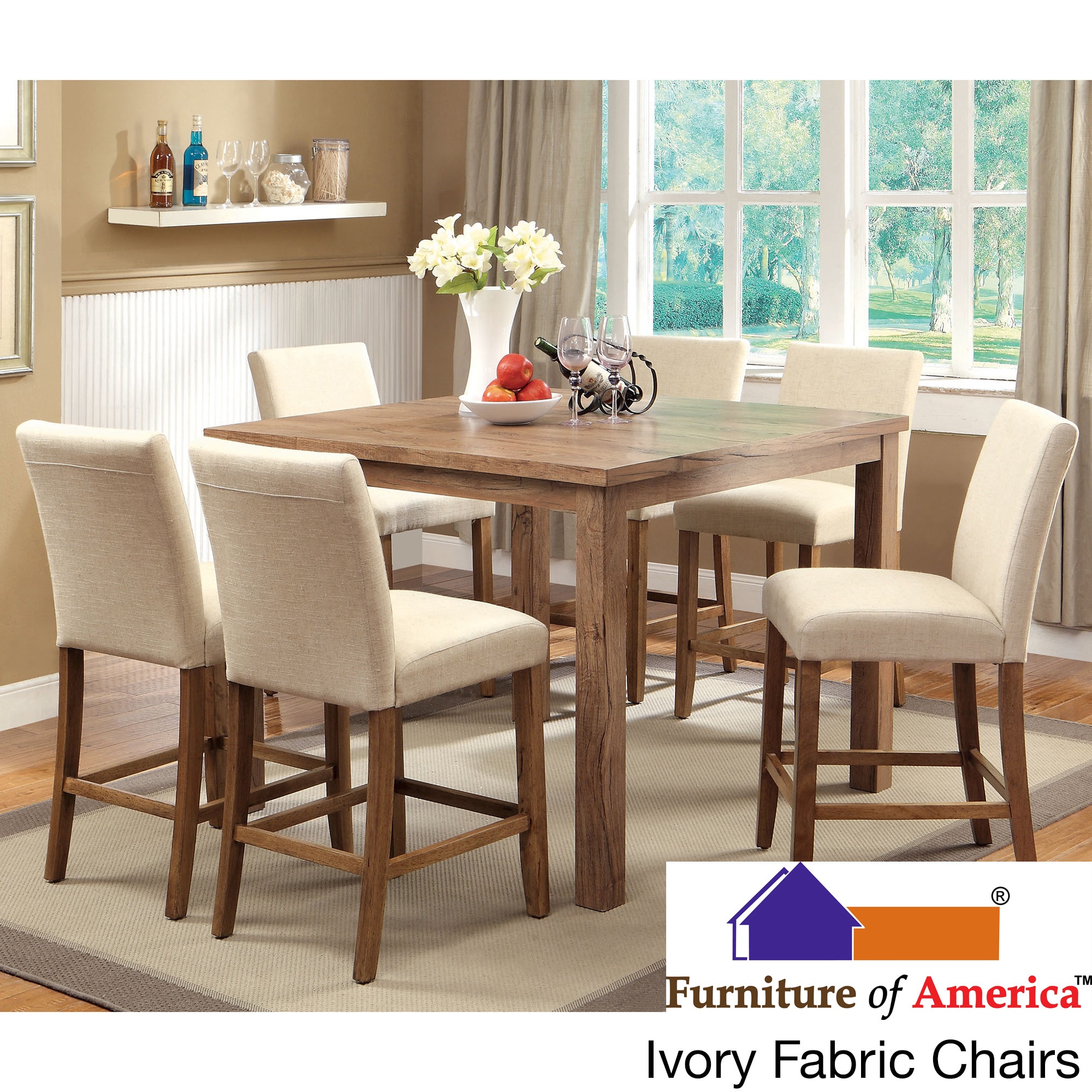 Furniture Of America Furniture Of America Seline 7 piece 48 inch Counter Height Dining Set Ivory Size 7 Piece Sets