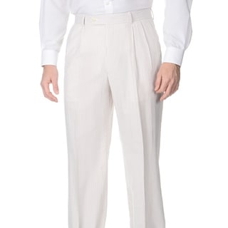 Shop Men's White Single Pleat Pants - Free Shipping Today - Overstock ...