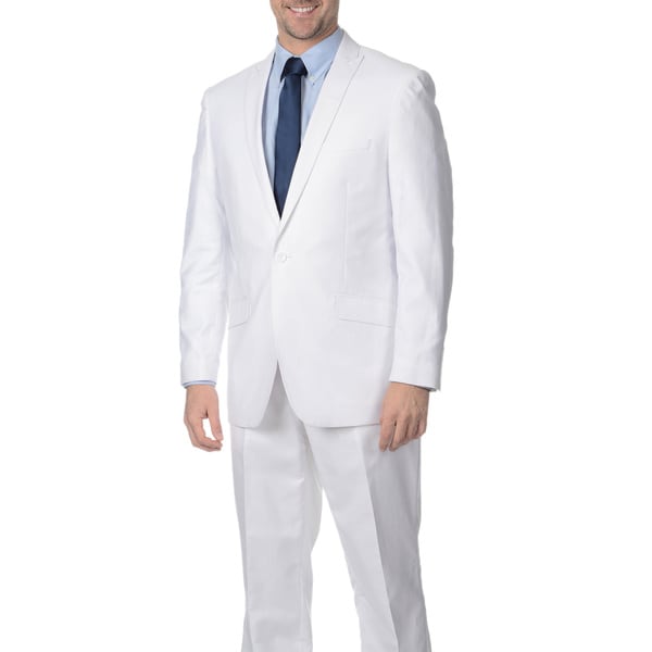 Shop Reflections Men's White 2-piece Linen Suit - On Sale - Free ...