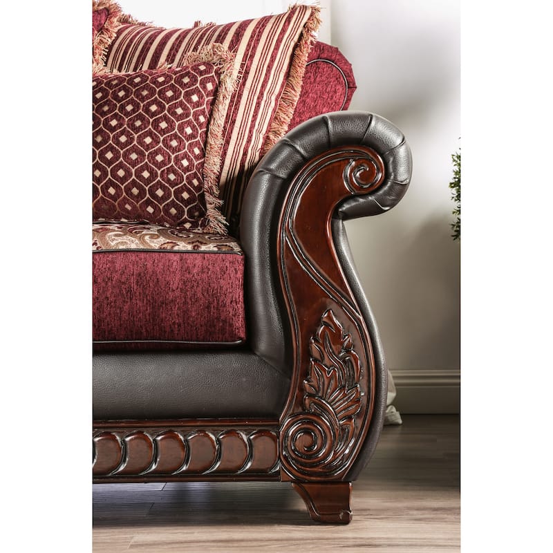 Corz Traditional Brown Faux Leather 2-Piece Sofa Set by Furniture of America
