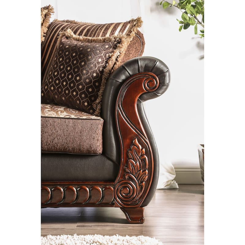 Corz Traditional Brown Faux Leather 2-Piece Sofa Set by Furniture of America