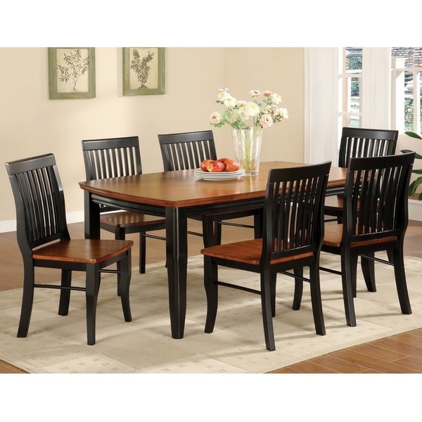 Shop Furniture of America Gulf Mission Oak Solid Wood 7-piece Dining ...