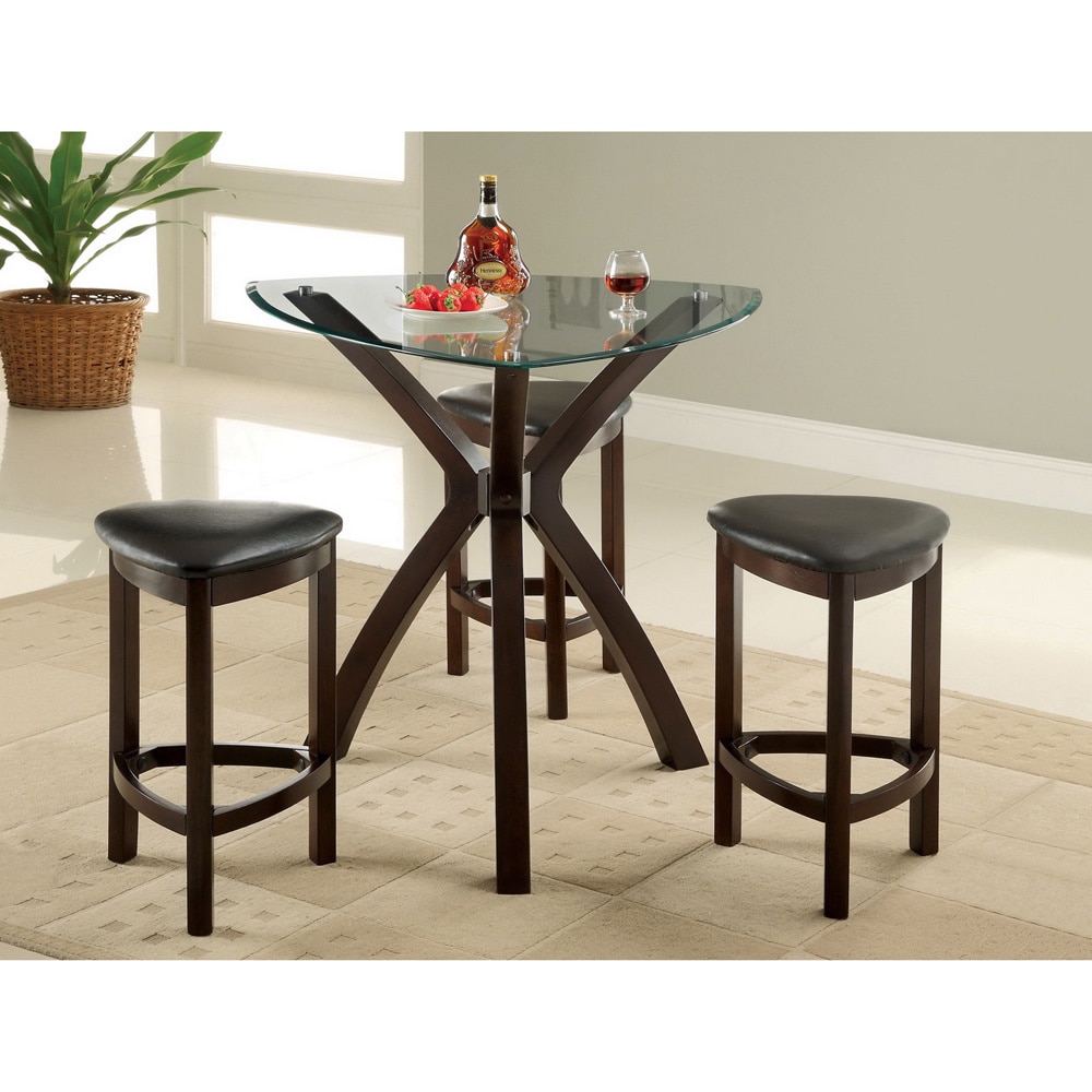 Furniture Of America Furniture Of America Xani 4 piece Modern Tempered Glass Counter Height Table Set Espresso Size 4 Piece Sets