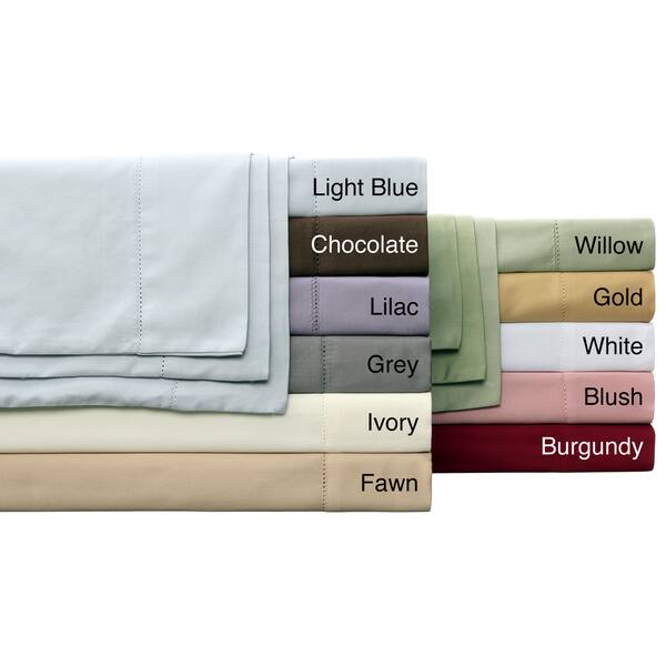 Hemstitch 400 Thread Count Sateen Sheet Set with Set of Two Bonus