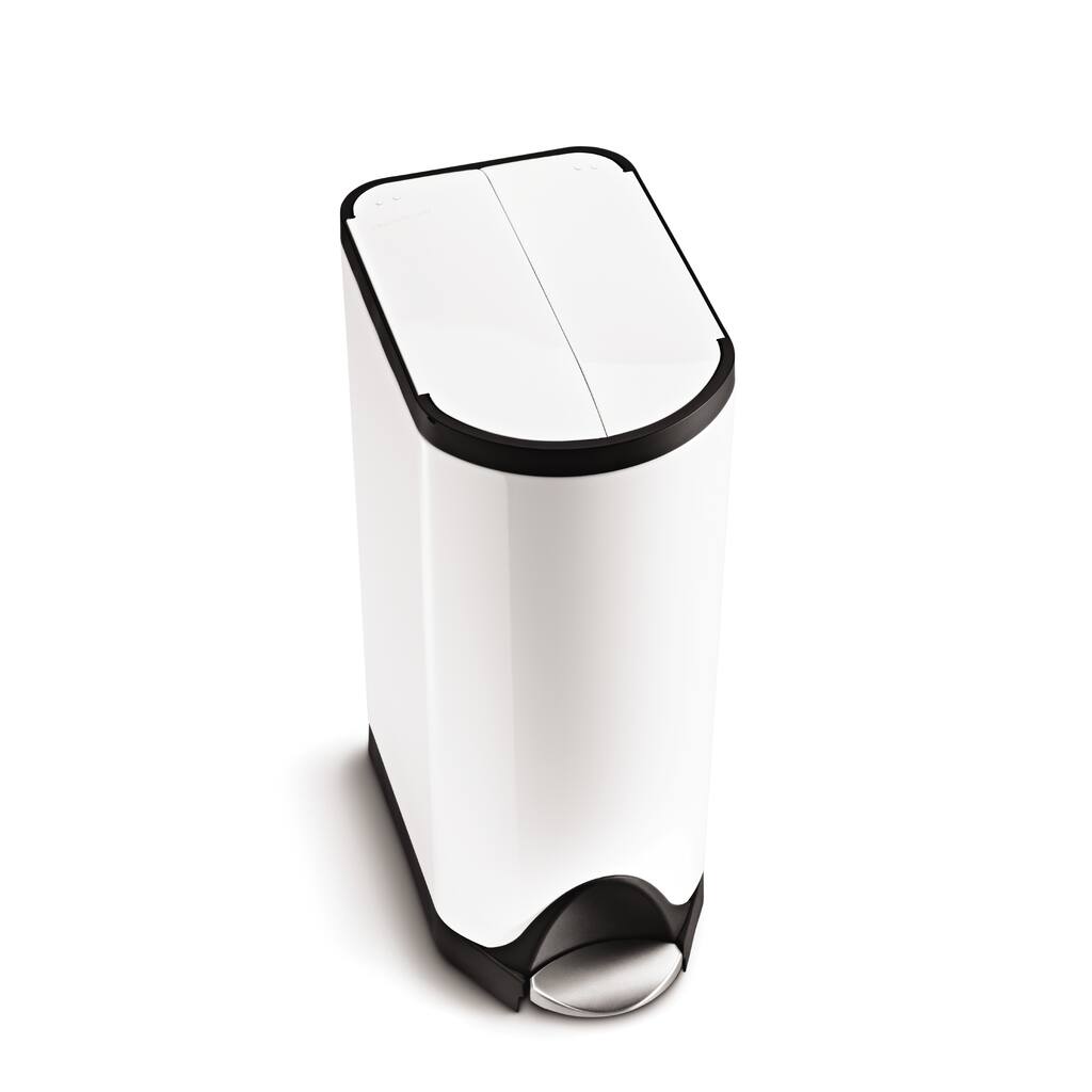 simplehuman Butterfly Step Trash Can, White Steel, 30 Liters /8 Gallons
