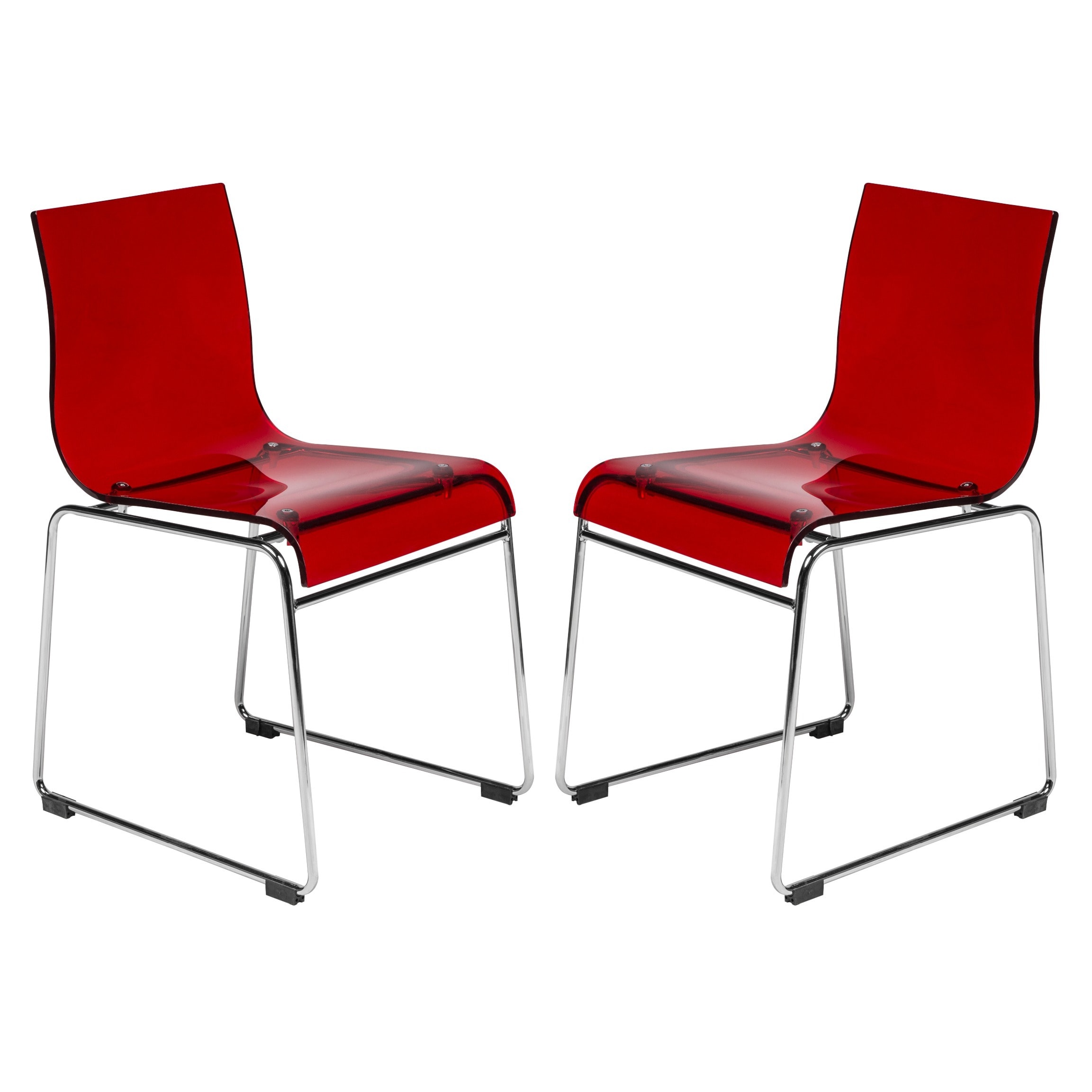 Moreno Transparent Red Acrylic Modern Chair (set Of 2)