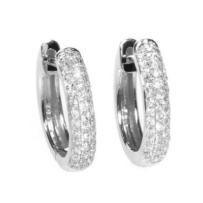 14k White Gold 1ct Diamond Hoop Earrings (H-I, SI1-SI2)