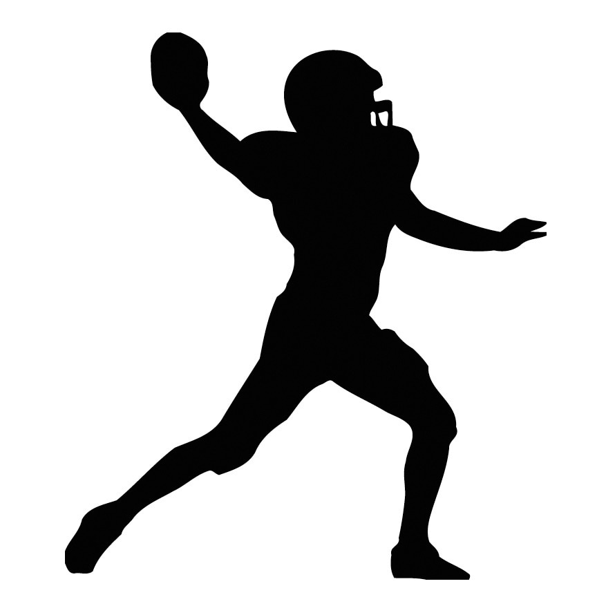 American Football Player Silhouette Black Vinyl Art Wall Decal (BlackEasy to apply; instructions includedDimensions 22 inches wide x 35 inches long )