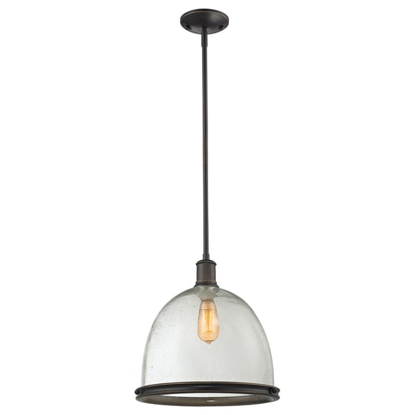 Lite Mason 1 light Olde Bronze and Seeded Glass Indoor Pendant