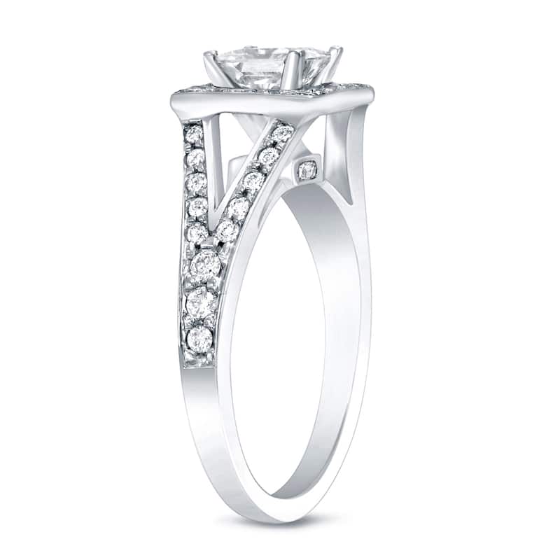 Auriya 14k Gold 1 1/4ctw Princess-cut Diamond Halo Engagement Ring