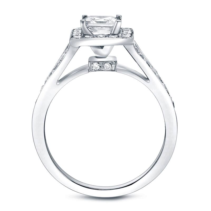 Auriya 14k Gold 1 1/4ctw Princess-cut Diamond Halo Engagement Ring