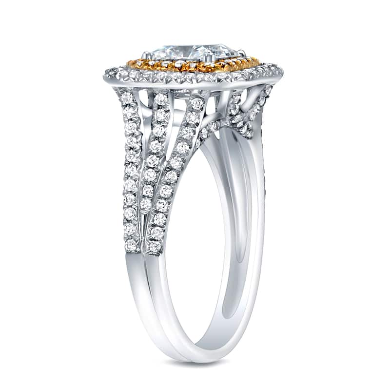 Auriya 14k Gold 1 1/2ct TDW Certified Princess-Cut Diamond Engagement Ring