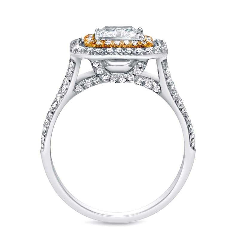 Auriya 14k Gold 1 1/2ct TDW Certified Princess-Cut Diamond Engagement Ring