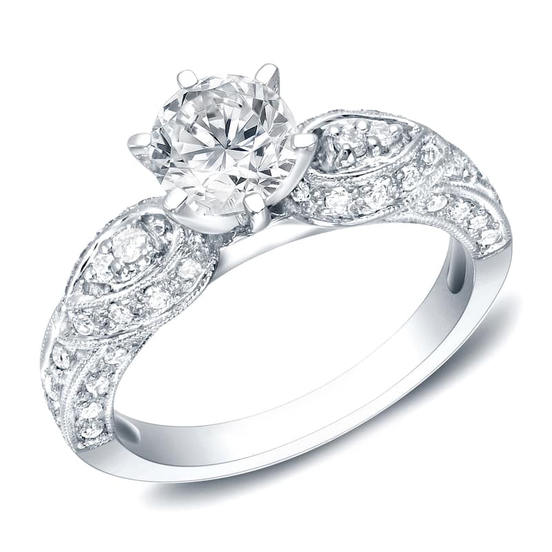 Auriya Vintage Inspired 1 1/2ct TDW Round Diamond Engagement Ring 14k Gold