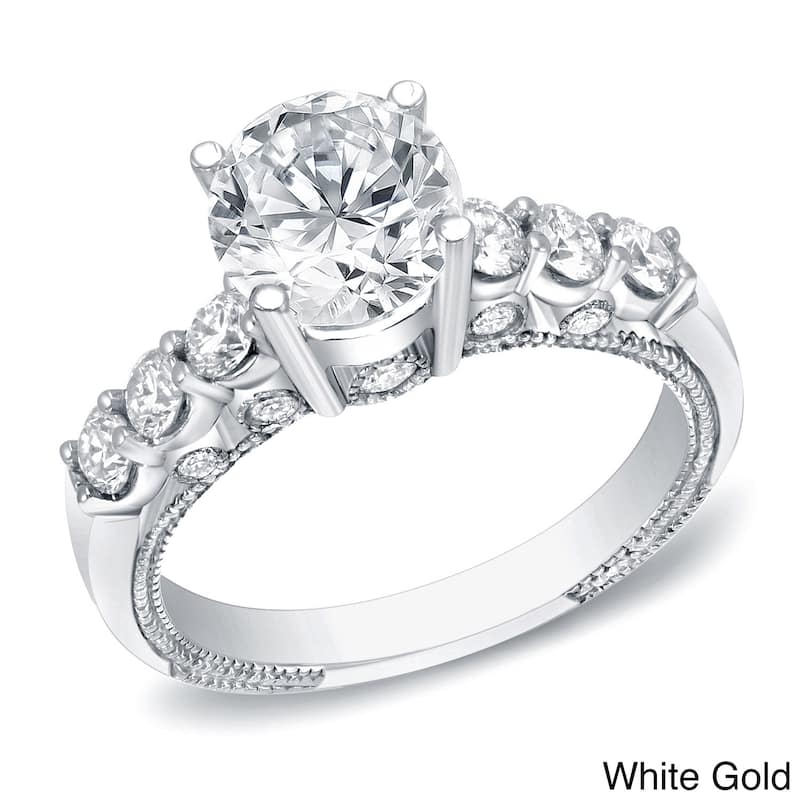 Auriya Vintage 1 1/2ct TDW Round Diamond Engagement Ring 14k Gold
