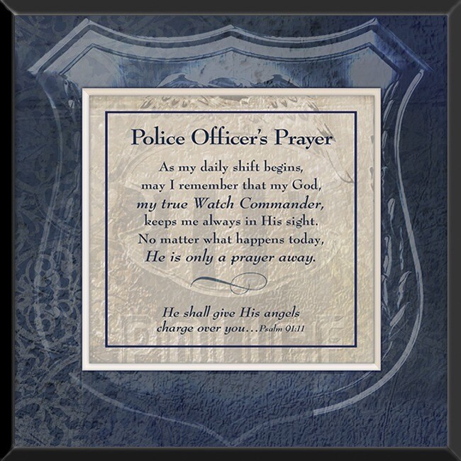 Sagebrush Fine Art Ct Art Police Officers Prayer Wood Wall Plaque Blue Size Mini