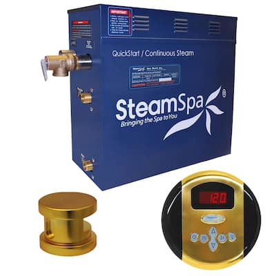 SteamSpa Oasis 6kw Steam Generator Package in Polished Brass