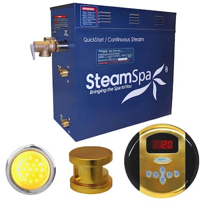 SteamSpa Indulgence 6kw Steam Generator Package in Polished Brass