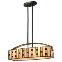 Raya 4-light Java Bronze/ Tiffany-style Glass Billiard Light - Bronze