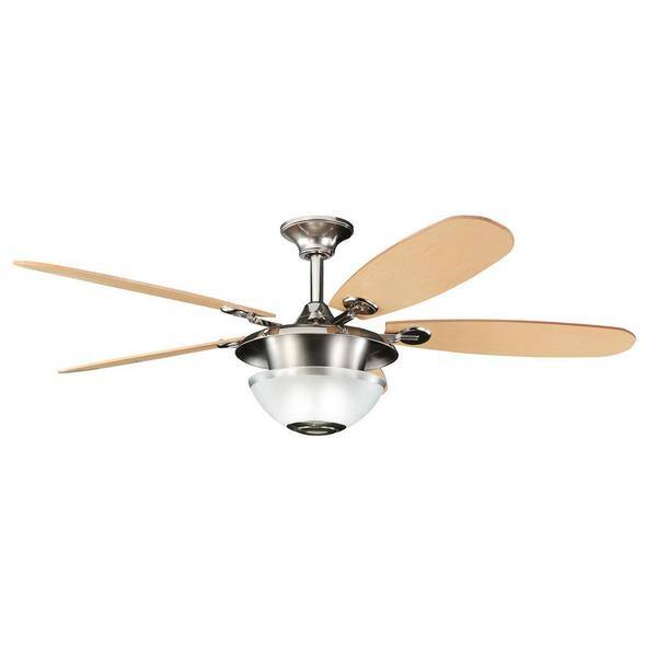 Polished Nickel Maple 3 Light Ceiling Fan