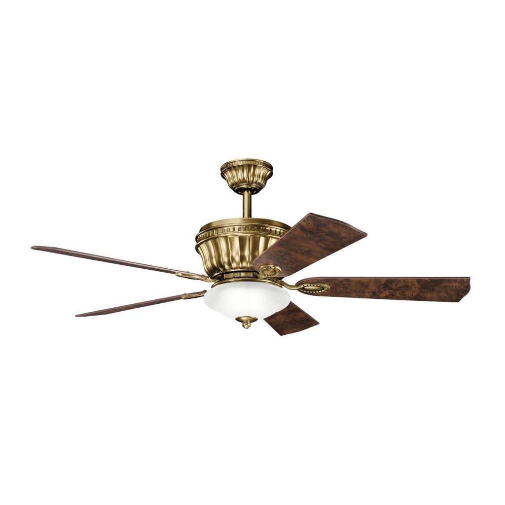 Transitional Burnished Antique Brass Ceiling Fan and Light Kit
