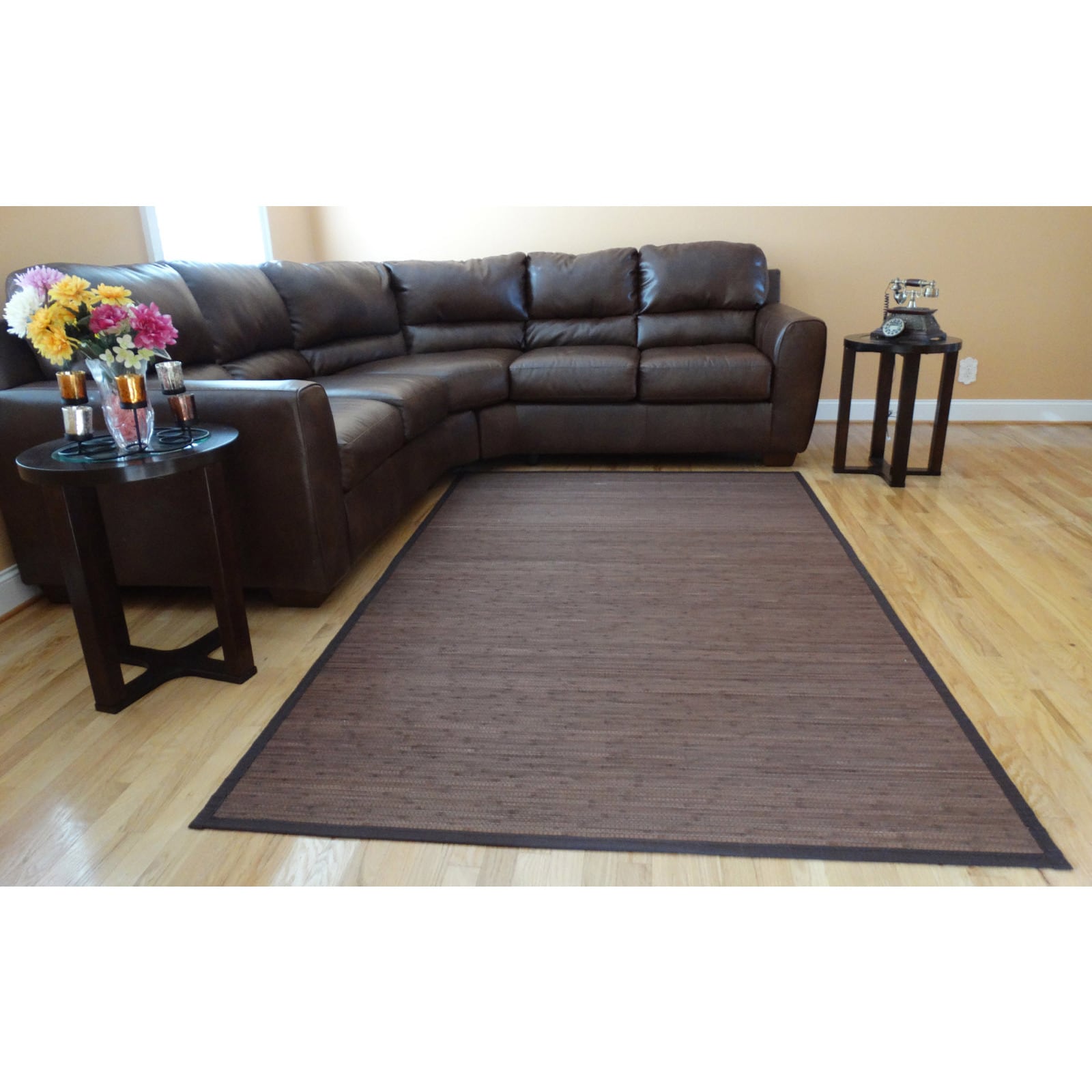 Hand woven Brown Flatweave Bamboo Rug (8 X 10)