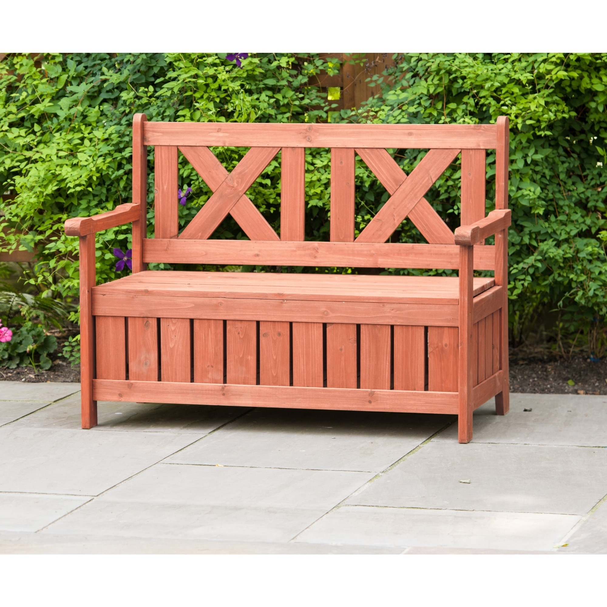 Brown Wooden Outdoor Storage Bench