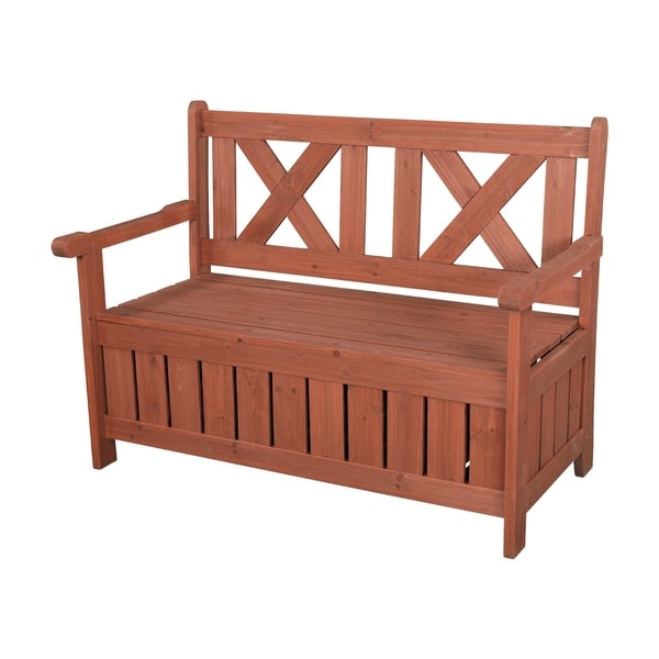 Brown Wooden Outdoor Storage Bench On Sale Bed Bath Beyond