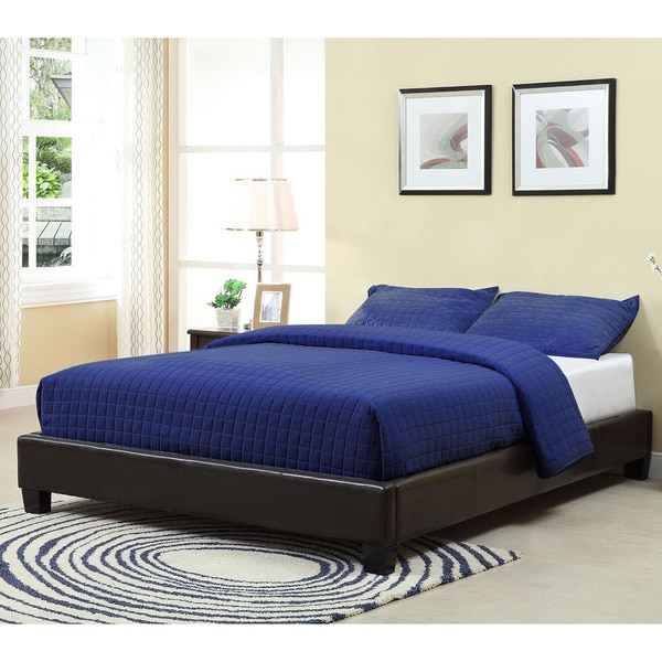 Basic Chocolate Upholstered Platform Bed Domusindo Beds