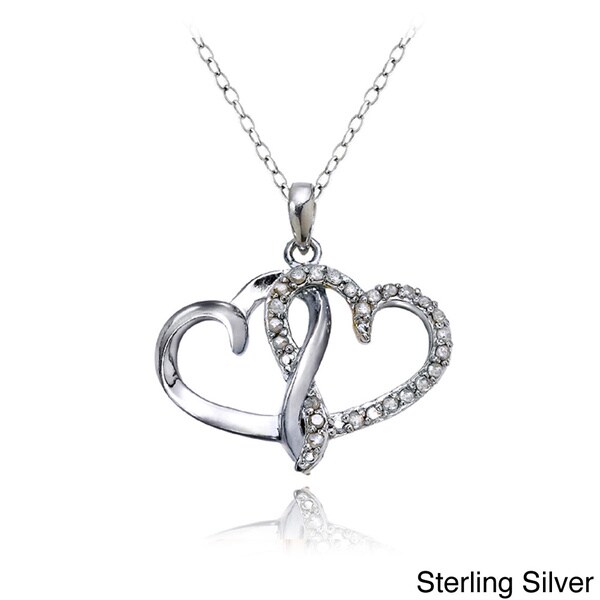 Shop DB Designs Sterling Silver 1/4ct TDW Double Open Heart Necklace ...
