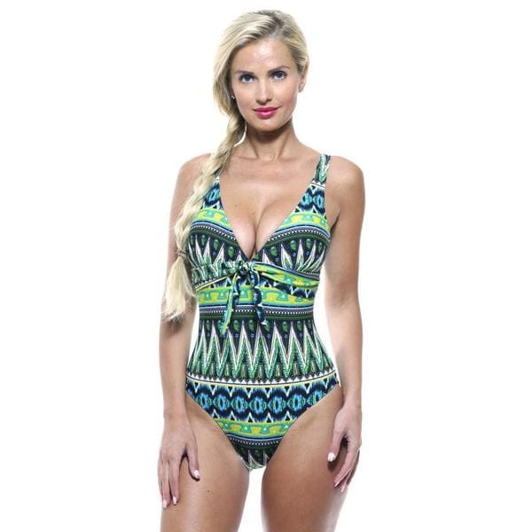 Antiqua Women's Blue Native Tank One piece Swimsuit One piece Swimwear